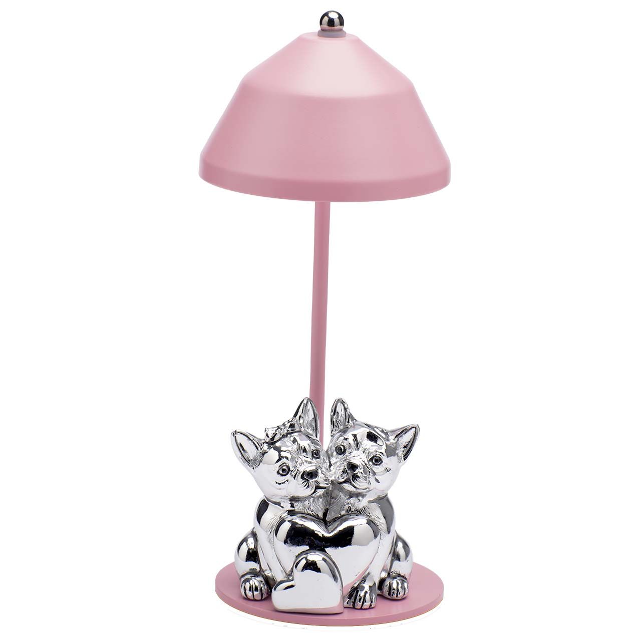 LAMPADA CON CARICA USB E COPPIA BULLDOG - ROSA